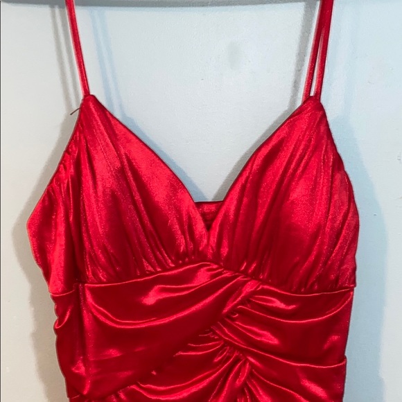 Red Scrunched Dress - Picture 2 of 3